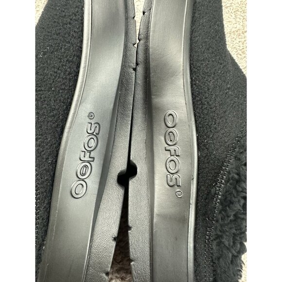 Oofos Oocoozie Black Mule Sherpa Fuzzy Recovery Slippers Men\'s Size 9.5 NWOB main image 11